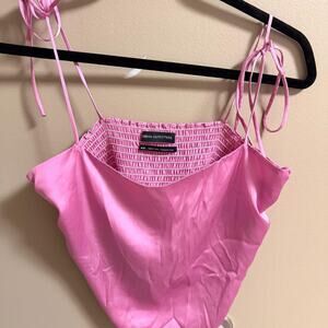 Pink satin corset style top